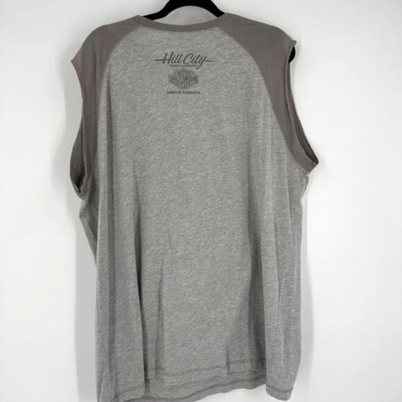 Harley‎ Davidson Cycles Spell Out classic Men’s Cut Off Muscle Shirt 2XL Gray - Picture 2 of 8